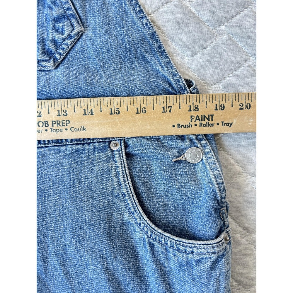 Falls Creek Shortalls Womens Large Blue Denim Overall Shorts Hula Fringe Trim - Picture 5 of 5